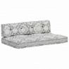 Sofa z poduszek na paletę, tkanina, jasnoszary patchwork