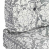 Sofa z poduszek na paletę, tkanina, jasnoszary patchwork