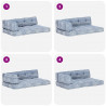 Sofa z poduszek na paletę, tkanina, indygo patchwork