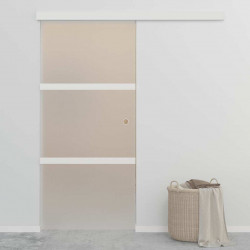 Drzwi przesuwne, szkło ESG i aluminium, 90x212 cm, srebrne