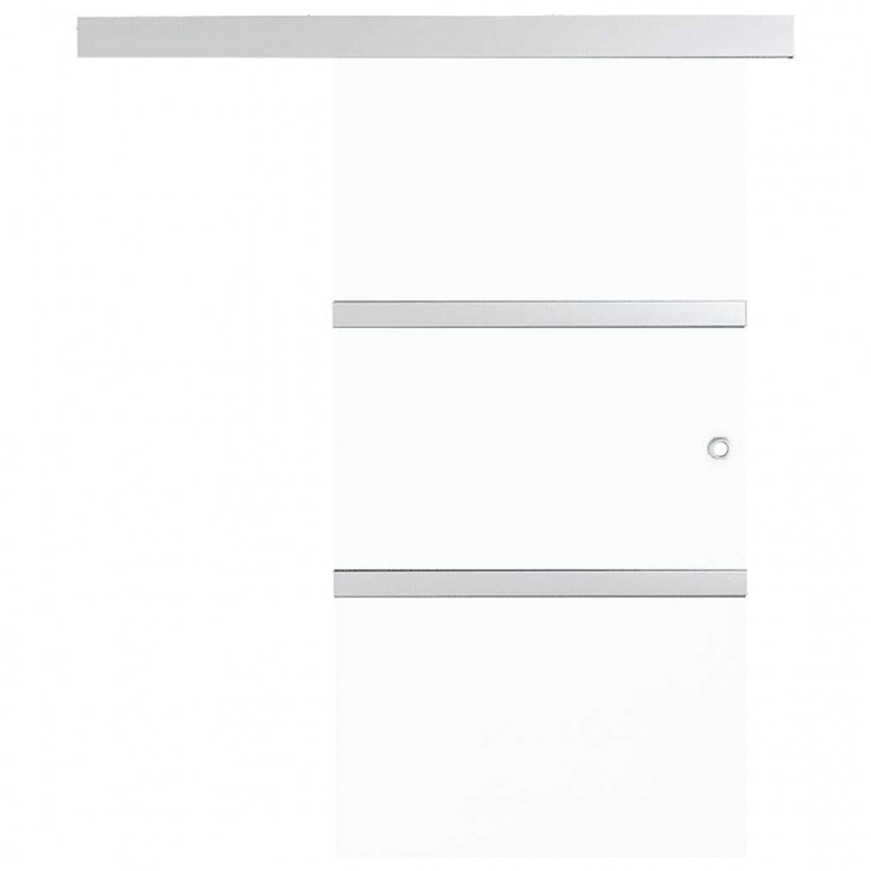 Drzwi przesuwne, szkło ESG i aluminium, 90x212 cm, srebrne