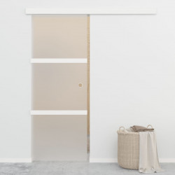 Drzwi przesuwne, ograniczniki, szkło ESG i aluminium, 76x205 cm