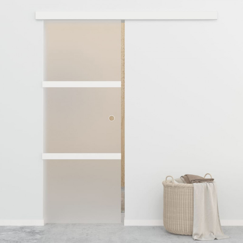 Drzwi przesuwne, ograniczniki, szkło ESG i aluminium, 76x205 cm