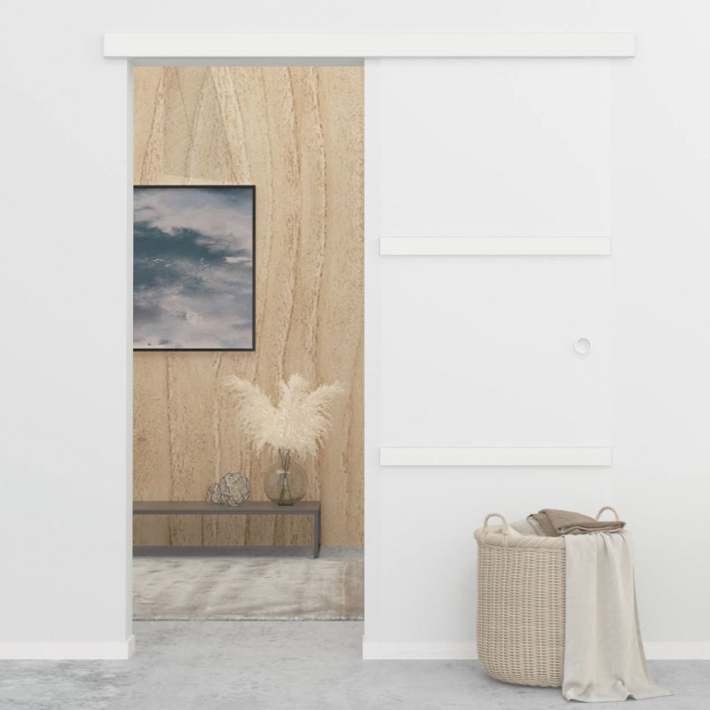 Drzwi przesuwne, ograniczniki, szkło ESG i aluminium, 76x205 cm