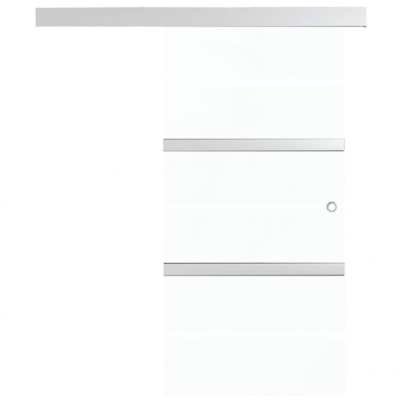 Drzwi przesuwne, szkło ESG i aluminium, 76x212 cm, srebrne