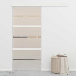 Drzwi przesuwne, szkło ESG i aluminium, 90x205 cm, srebrne