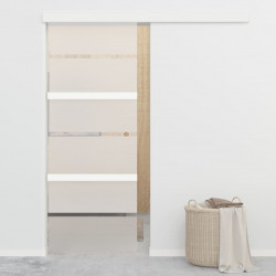 Drzwi przesuwne, ograniczniki, szkło ESG i aluminium, 76x205 cm
