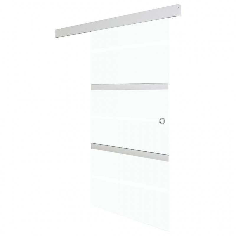 Drzwi przesuwne, ograniczniki, szkło ESG i aluminium, 76x205 cm