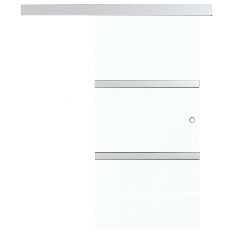 Drzwi przesuwne, ograniczniki, szkło ESG i aluminium, 76x205 cm