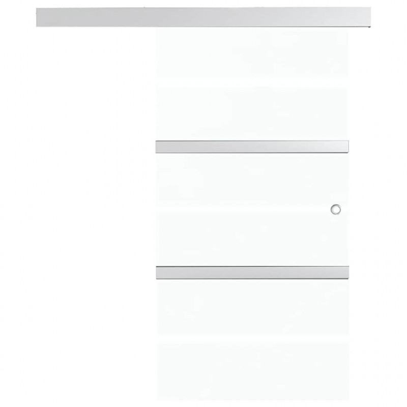 Drzwi przesuwne, ograniczniki, szkło ESG i aluminium, 90x205 cm