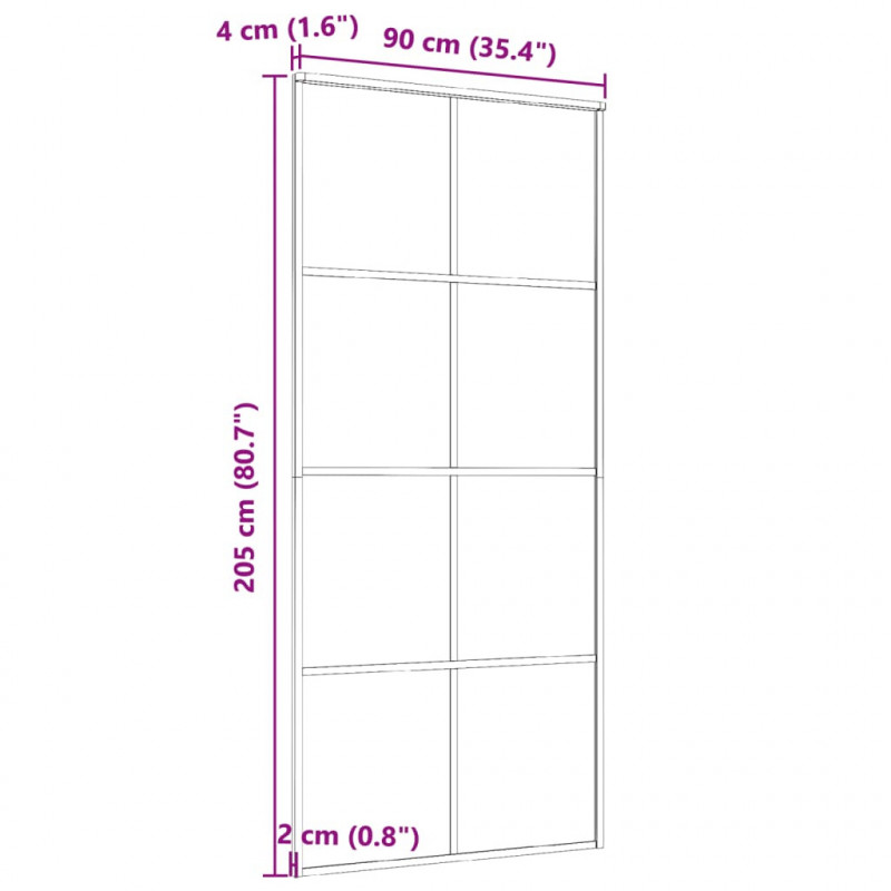 Drzwi przesuwne, aluminium i szkło ESG, 90x205 cm, czarne