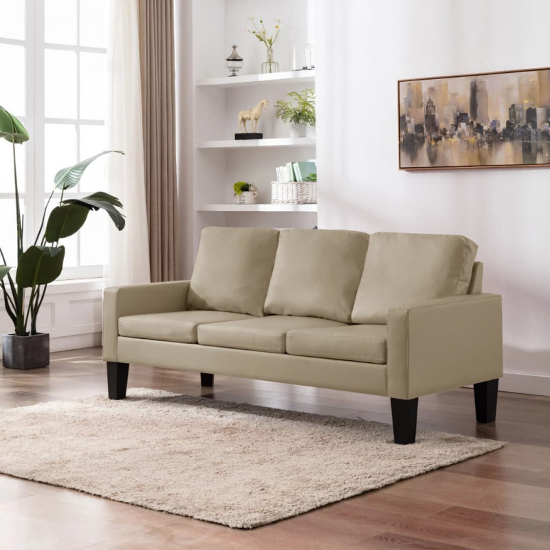 3-osobowa sofa, cappuccino, sztuczna skóra