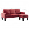 3-osobowa sofa z podnóżkiem, winna czerwień, sztuczna skóra