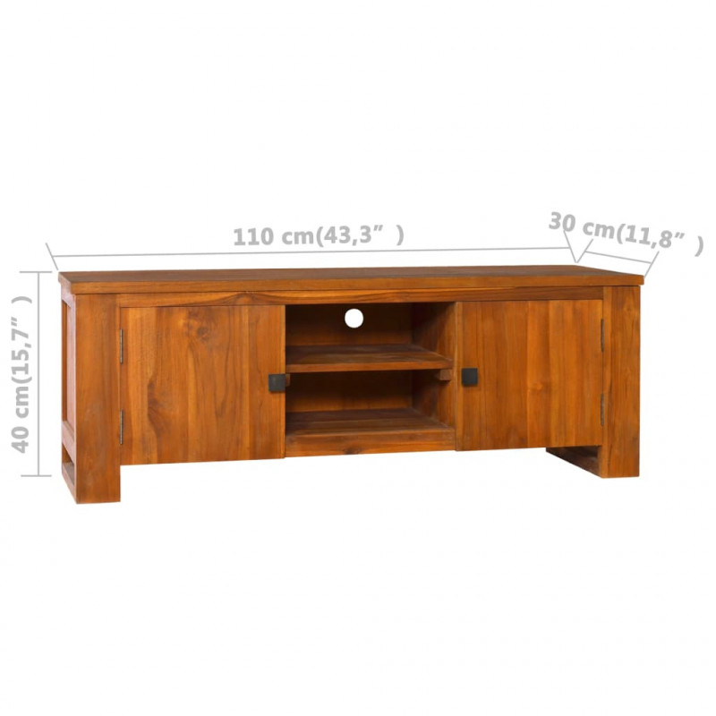 Szafka pod telewizor, 110x30x40 cm, lite drewno tekowe