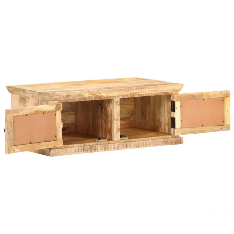 Stolik kawowy, 90x50x35 cm, drewno mango i naturalna trzcina