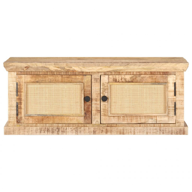 Stolik kawowy, 90x50x35 cm, drewno mango i naturalna trzcina