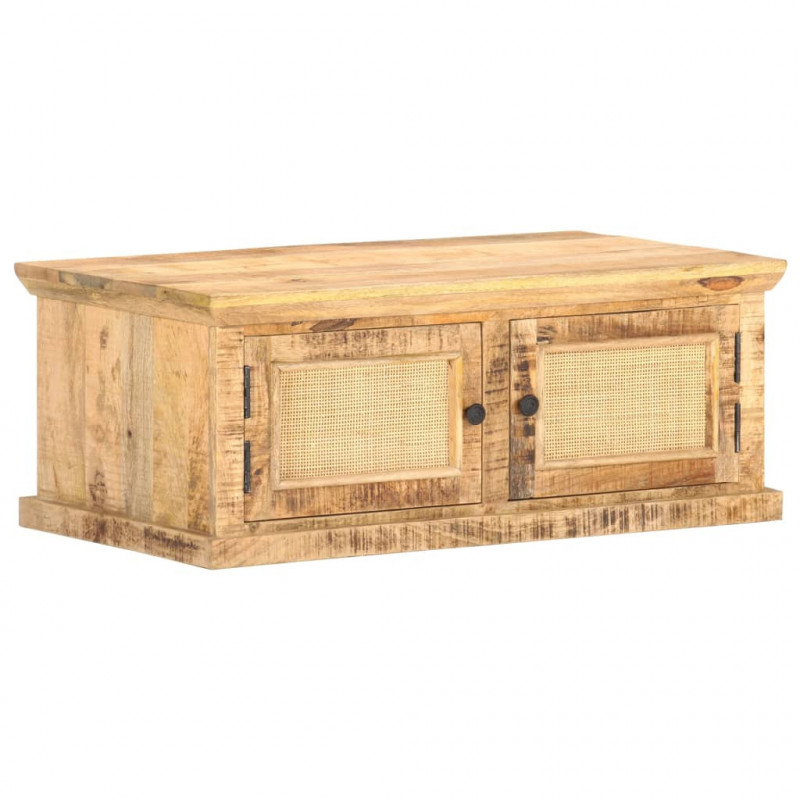Stolik kawowy, 90x50x35 cm, drewno mango i naturalna trzcina