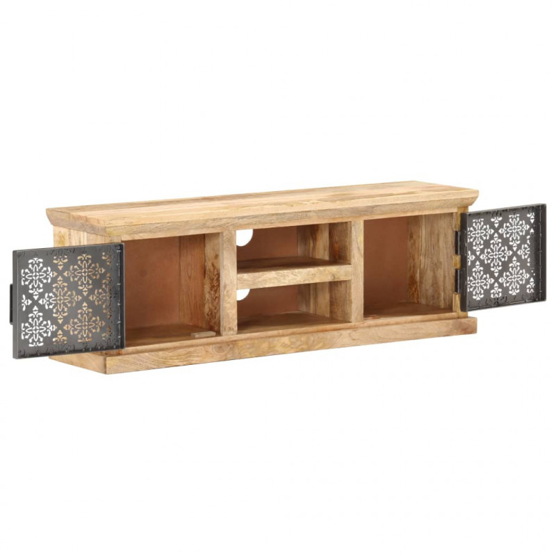 Szafka pod TV ze stalowymi drzwiami, 120x30x40 cm, drewno mango