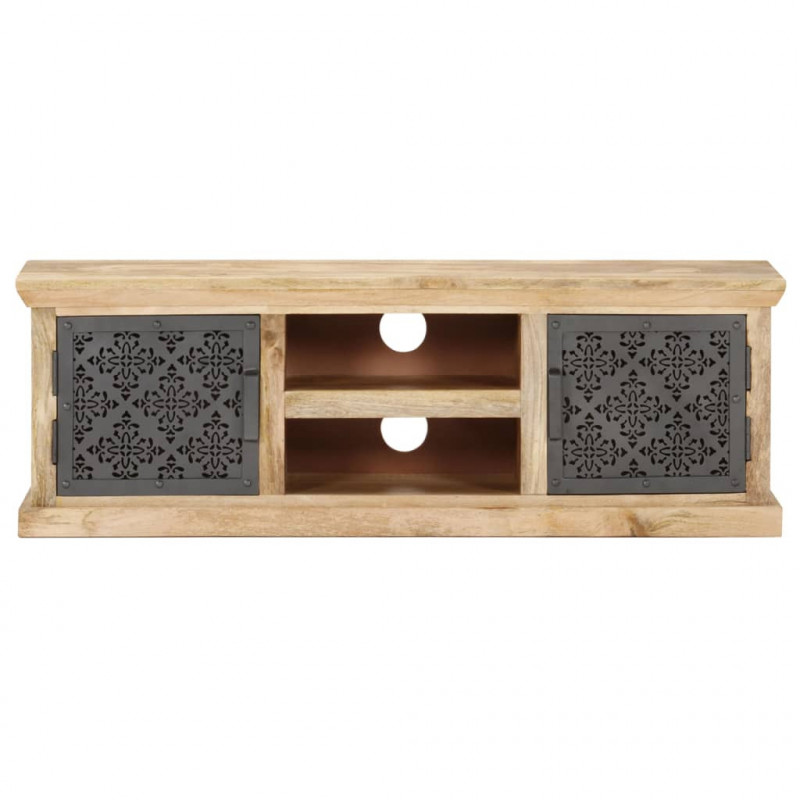 Szafka pod TV ze stalowymi drzwiami, 120x30x40 cm, drewno mango