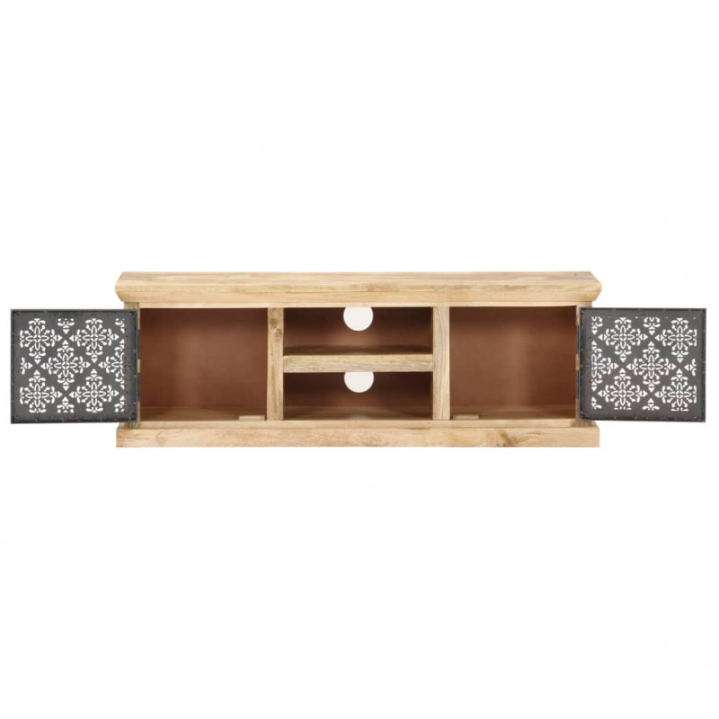 Szafka pod TV ze stalowymi drzwiami, 120x30x40 cm, drewno mango