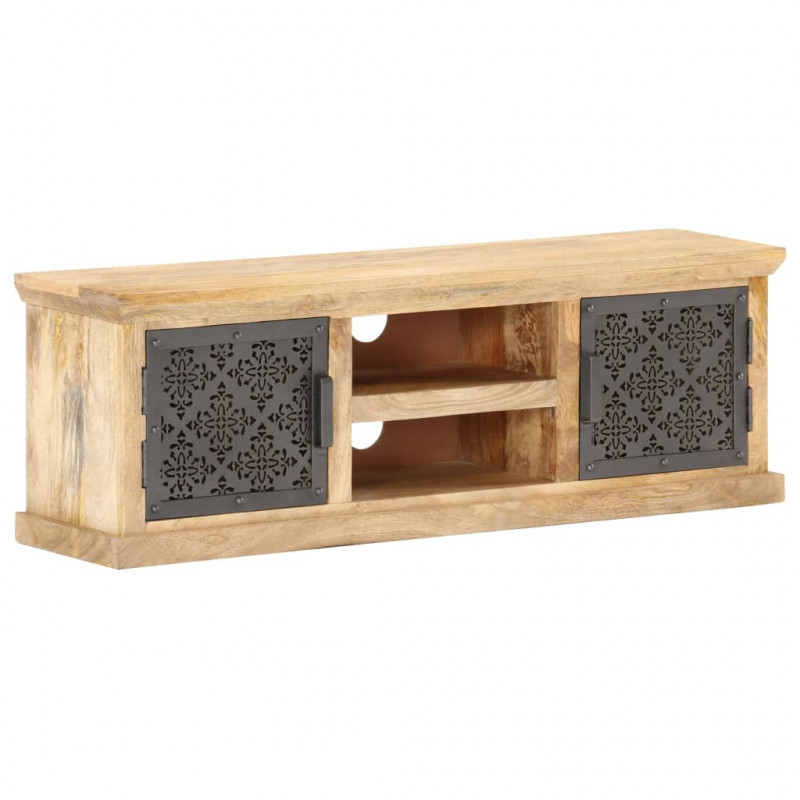 Szafka pod TV ze stalowymi drzwiami, 120x30x40 cm, drewno mango