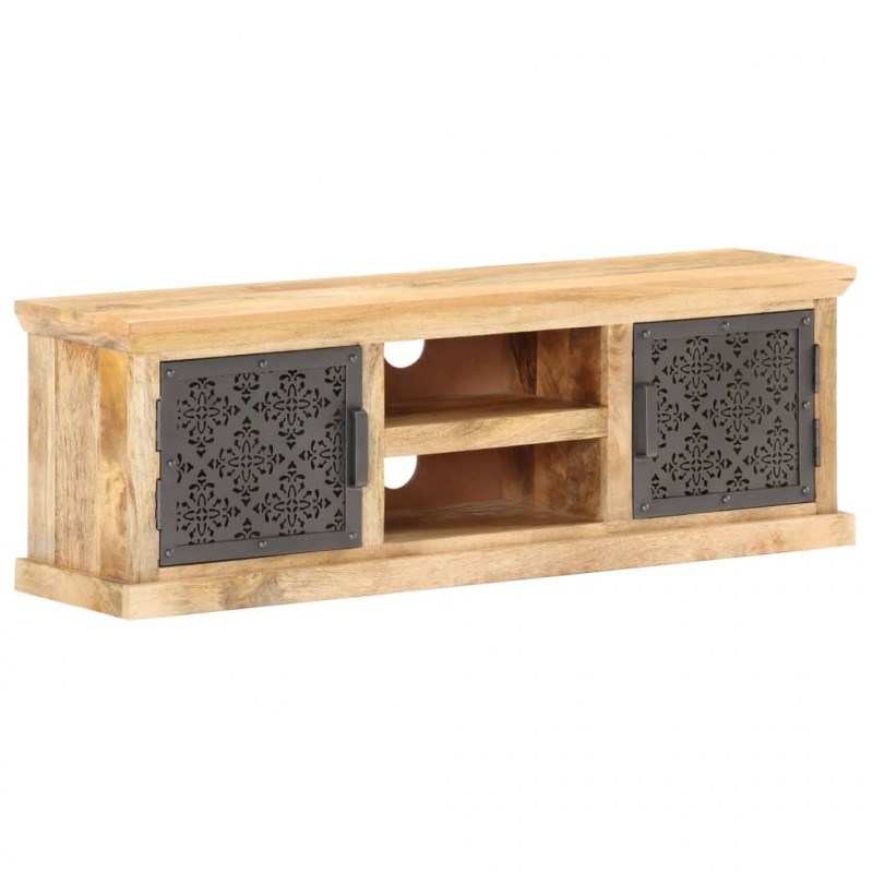 Szafka pod TV ze stalowymi drzwiami, 120x30x40 cm, drewno mango