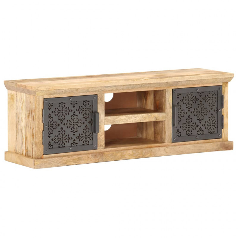 Szafka pod TV ze stalowymi drzwiami, 120x30x40 cm, drewno mango