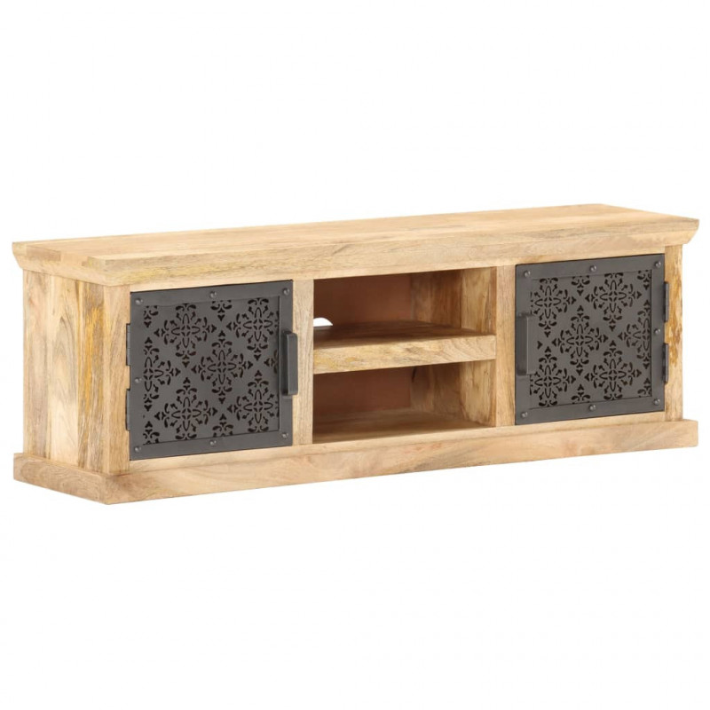 Szafka pod TV ze stalowymi drzwiami, 120x30x40 cm, drewno mango