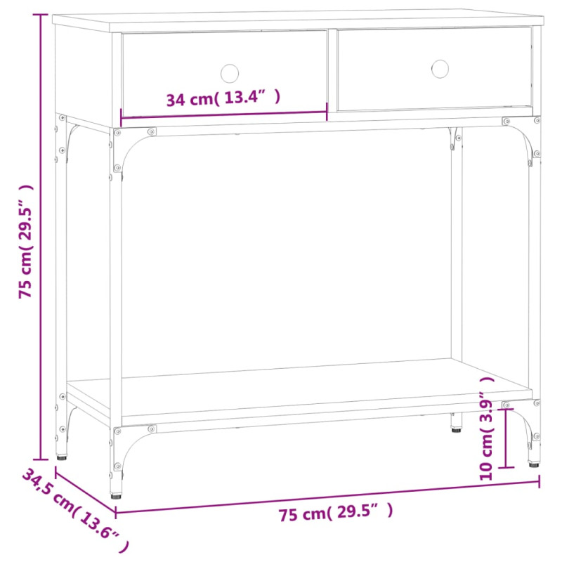 Stolik konsolowy, czarny, 75x34,5x75 cm