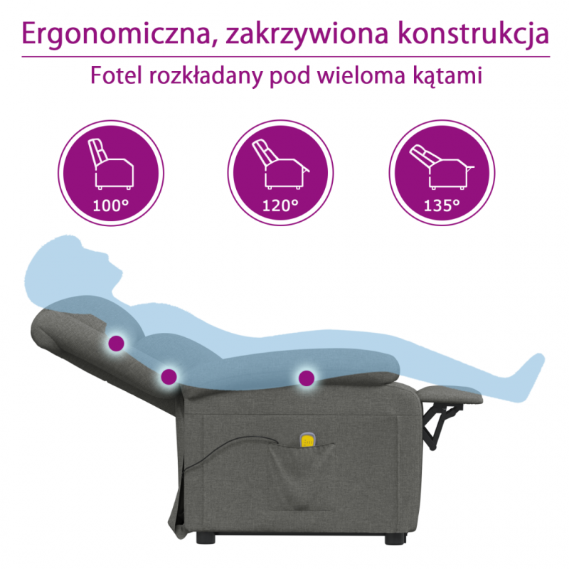 Fotel masujący, taupe, tkanina