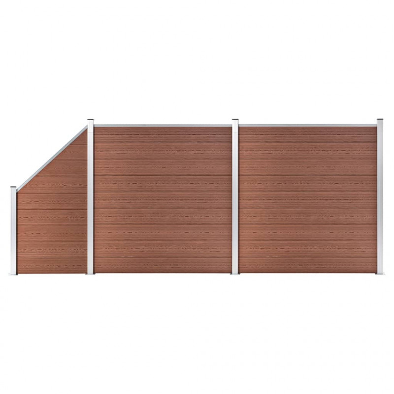 Ogrodzenie WPC, 2 panele kwadratowe, 1 skośny 446x186 cm, szare