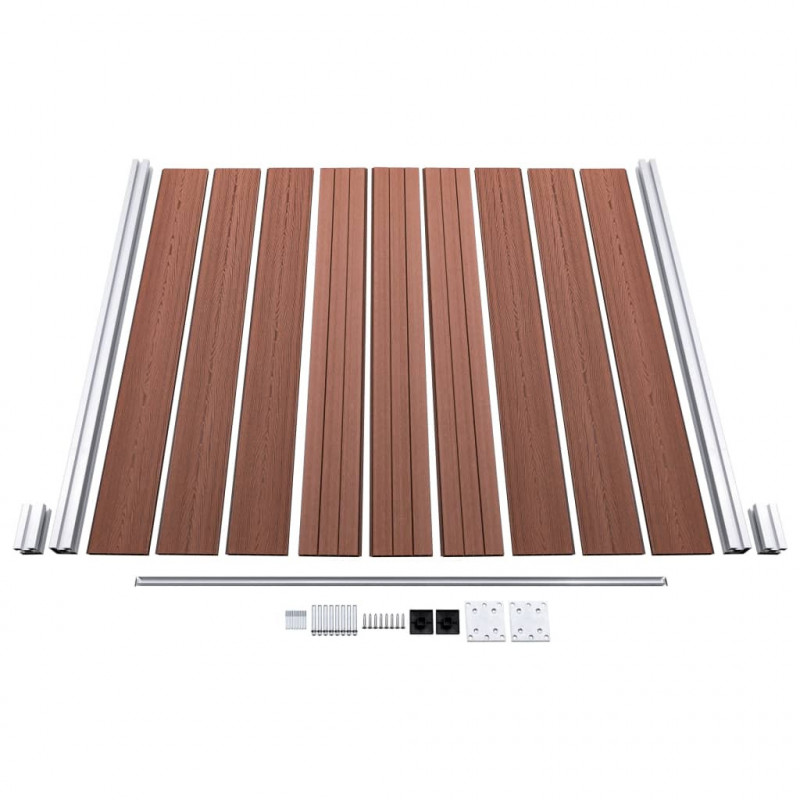 Ogrodzenie WPC, 2 panele kwadratowe, 1 skośny 446x186 cm, szare