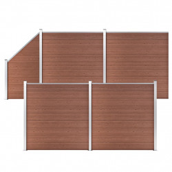 Ogrodzenie WPC, 4 panele kwadratowe, 1 skośny, 792x186 cm, brąz