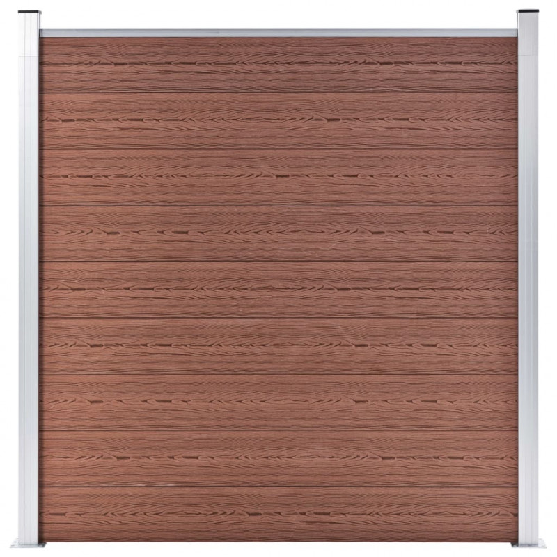 Ogrodzenie WPC, 5 paneli kwadratowych, 1 skośny 965x186cm, brąz