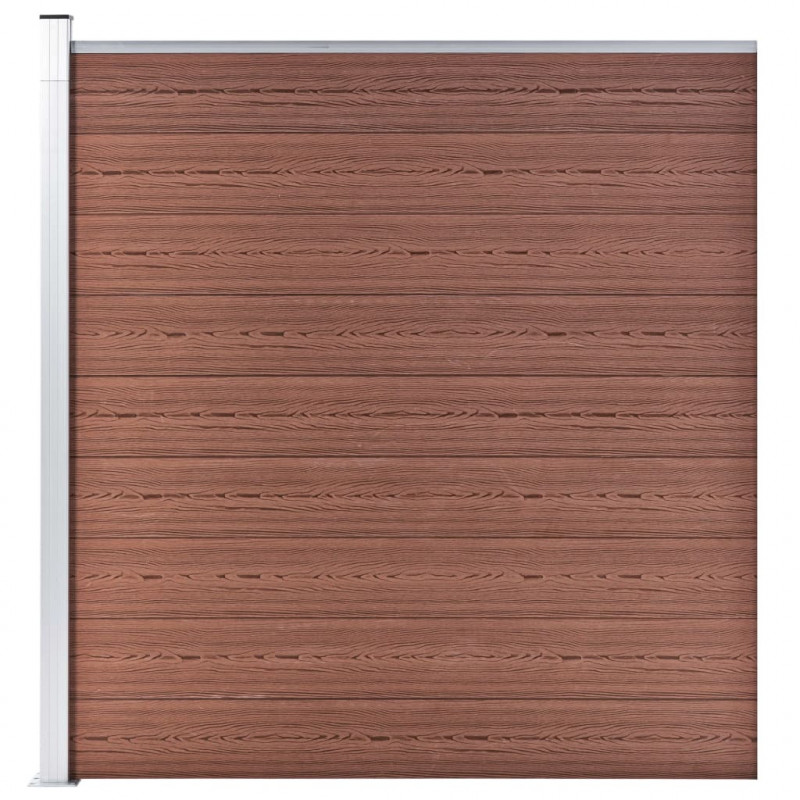Ogrodzenie WPC, 5 paneli kwadratowych, 1 skośny 965x186cm, brąz