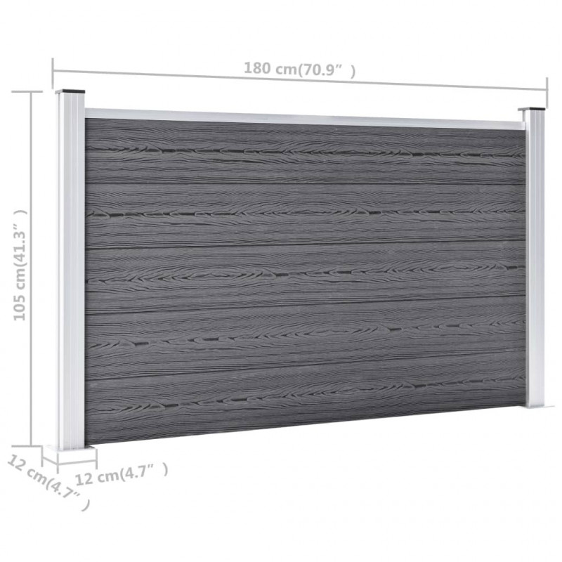 Ogrodzenie ogrodowe WPC, 699x106 cm, szare