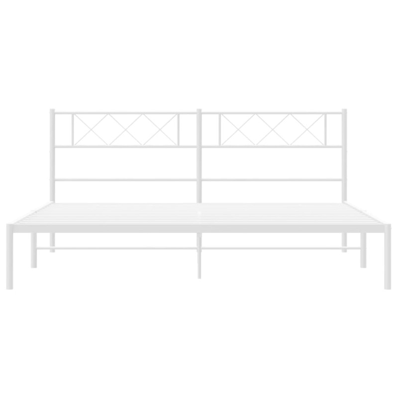 Metalowa rama łóżka z wezgłowiem, biała, 183x213 cm
