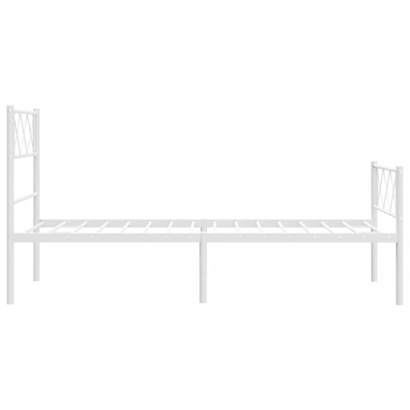 Metalowa rama łóżka z wezgłowiem i zanóżkiem, biała, 100x190 cm