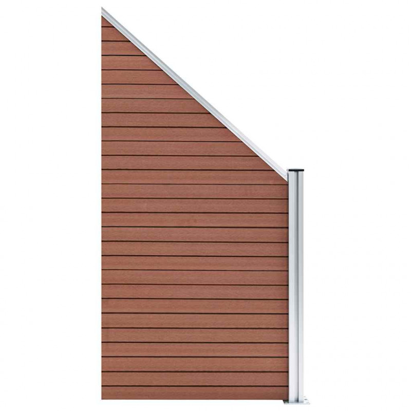Ogrodzenie WPC, 1 panel kwadratowy + 1 skośny, 273x186 cm, brąz