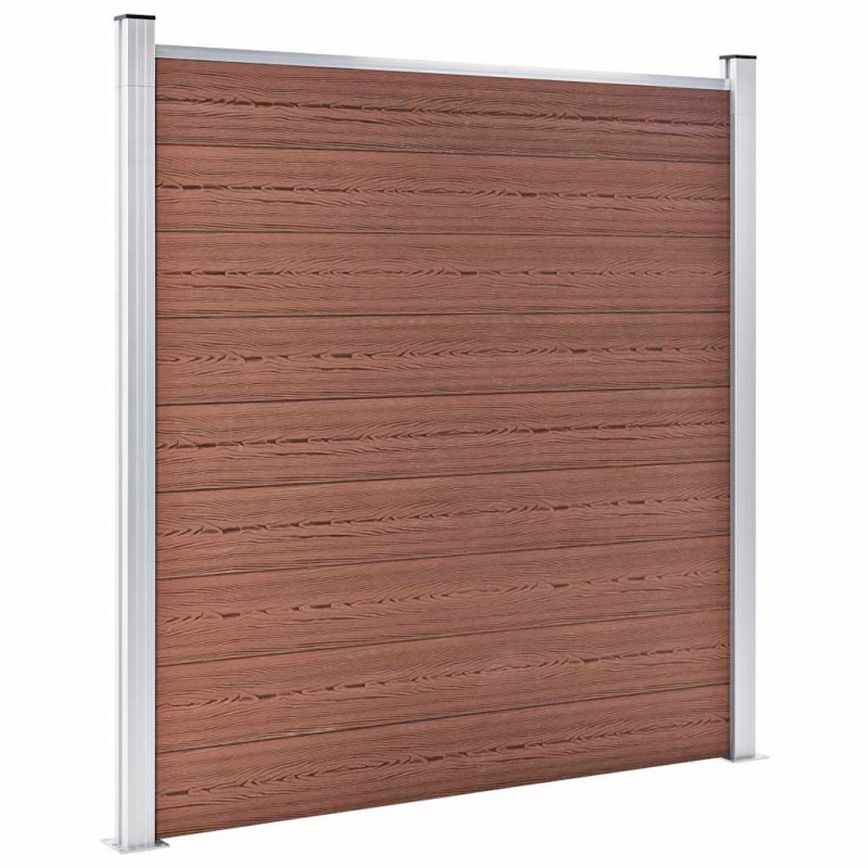 Ogrodzenie WPC, 1 panel kwadratowy + 1 skośny, 273x186 cm, brąz
