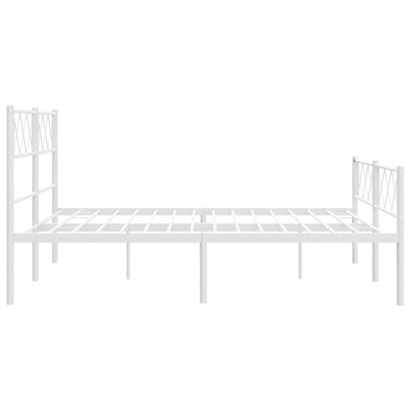 Metalowa rama łóżka z wezgłowiem i zanóżkiem, biała, 150x200 cm