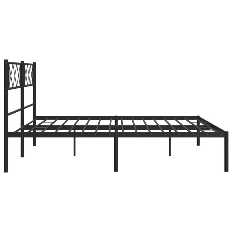 Metalowa rama łóżka z wezgłowiem, czarna, 193x203 cm