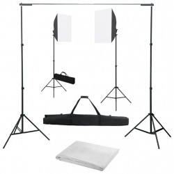Fotograficzny zestaw studyjny z lampami softbox i tłem