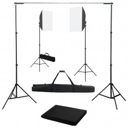 Fotograficzny zestaw studyjny z lampami softbox i tłem