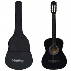 Gitara klasyczna dla początkujących z torbą, czarna, 3/4, 36"