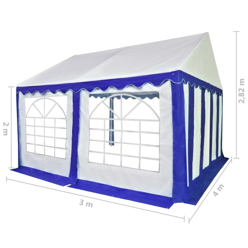 Namiot ogrodowy z PVC, 3 x 4 m, niebiesko-biały
