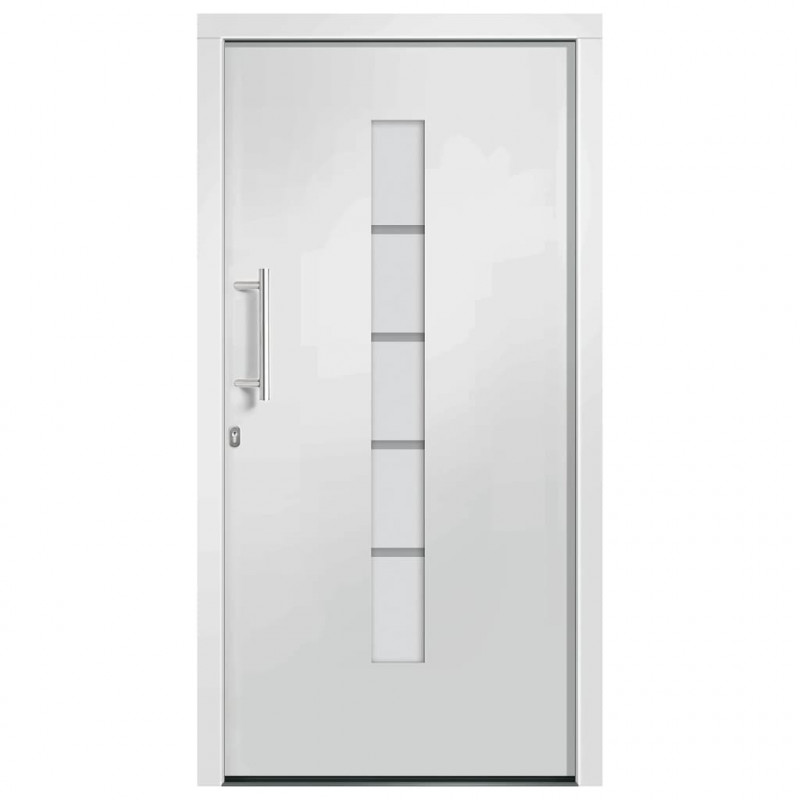 Drzwi zewnętrzne, aluminium i PVC, białe, 110x210 cm