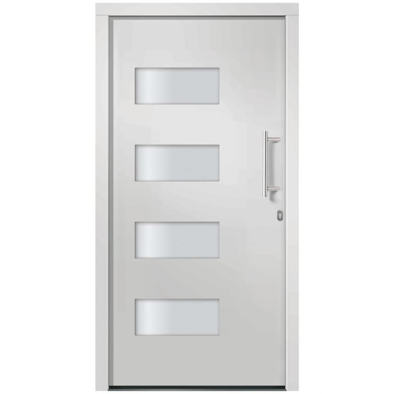 Drzwi zewnętrzne, aluminium i PVC, białe, 100x210 cm