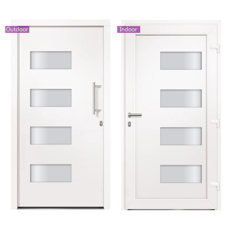 Drzwi zewnętrzne, aluminium i PVC, białe, 100x210 cm