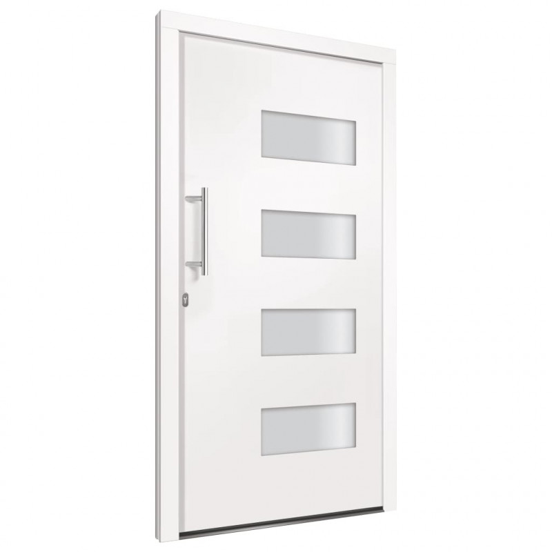 Drzwi frontowe, aluminium i PVC, białe, 110x210 cm